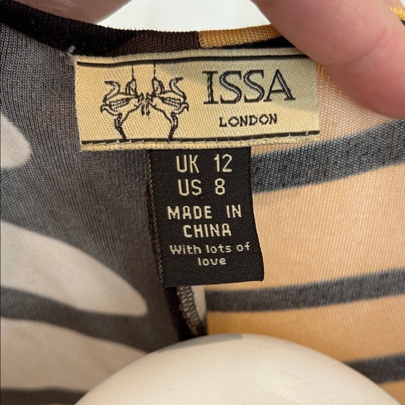 Issa London Multi-Color Print Gathered at Side 100% Silk Knit Dress - Picture 10 of 11